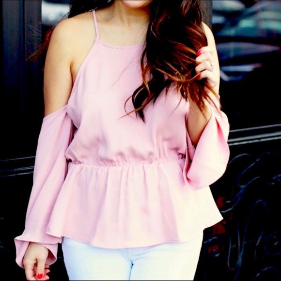 Cold Shoulder Pink Blouse - Picture 3 of 3